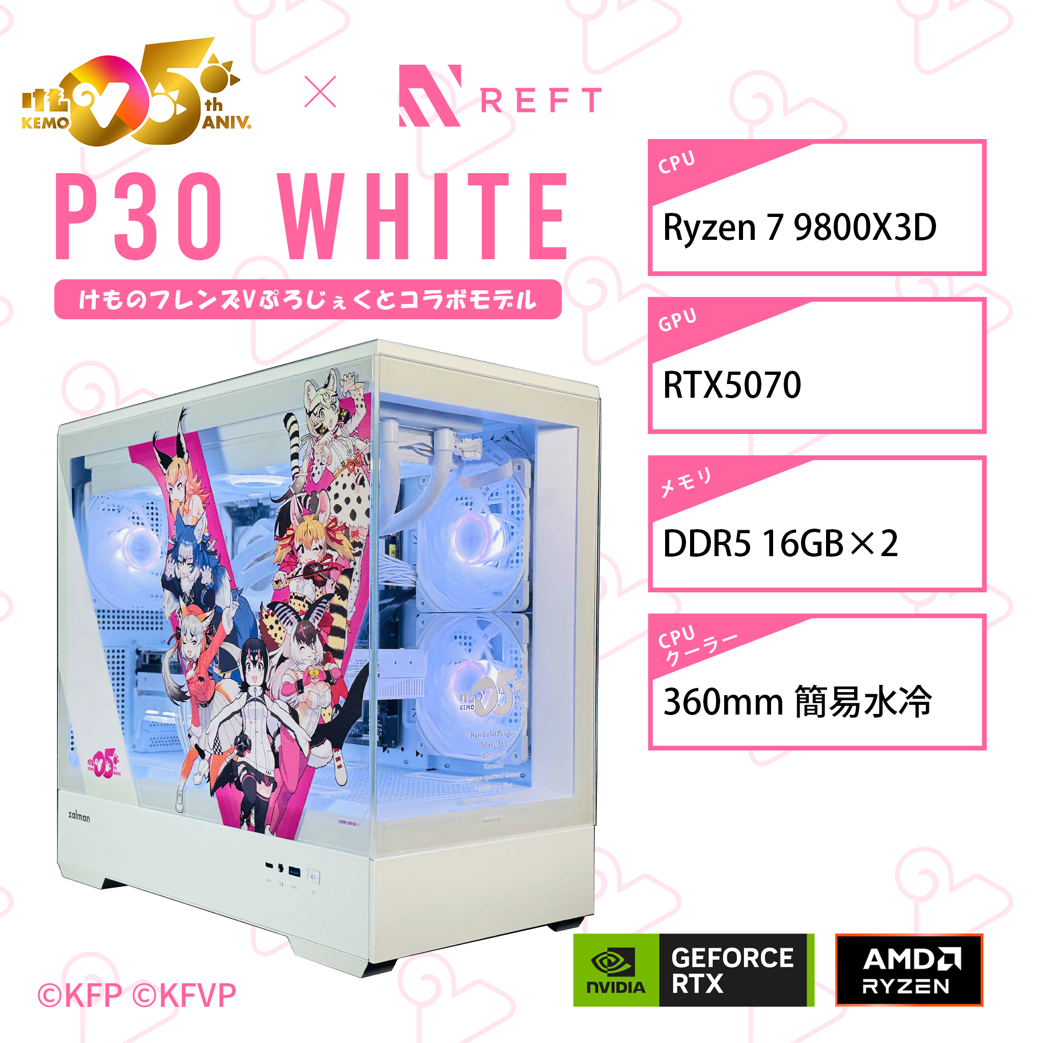 けものフレンズVぷろじぇくとコラボモデル】P30 White/AM5-Ryzen 7